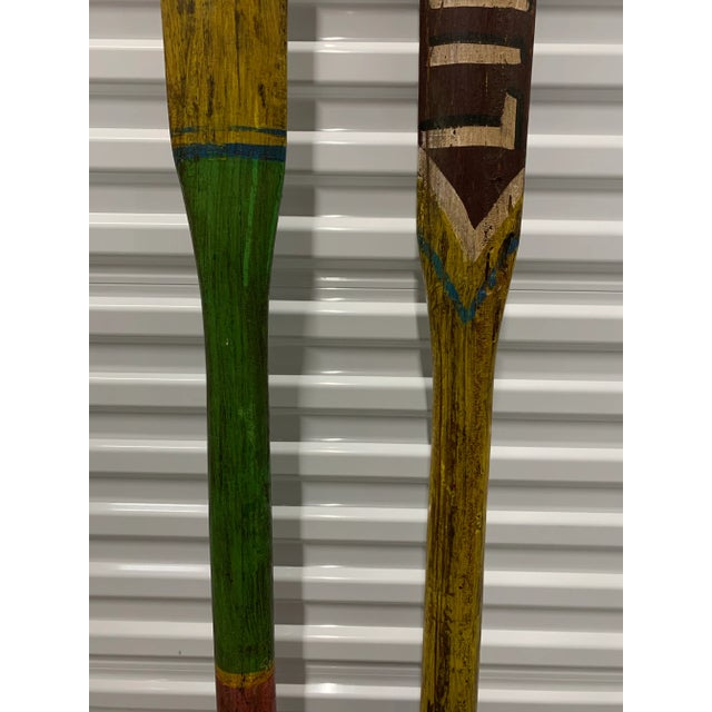 Mid 20th Century Pair of Vintage Wooden Rowing Oars From a Summer Camp in Indiana For Sale - Image 5 of 11
