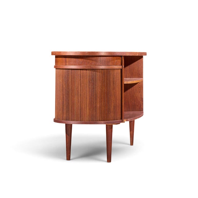 Mid 20th Century Kai Kristiansen for Feldballes Model 54 Mid Century Danish Teak Tambour Door Desk For Sale - Image 5 of 11