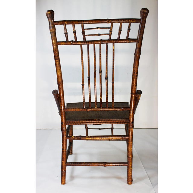 1920s Antique Regency Bamboo Faux Painted Chinoiserie Side Chair For Sale - Image 10 of 12