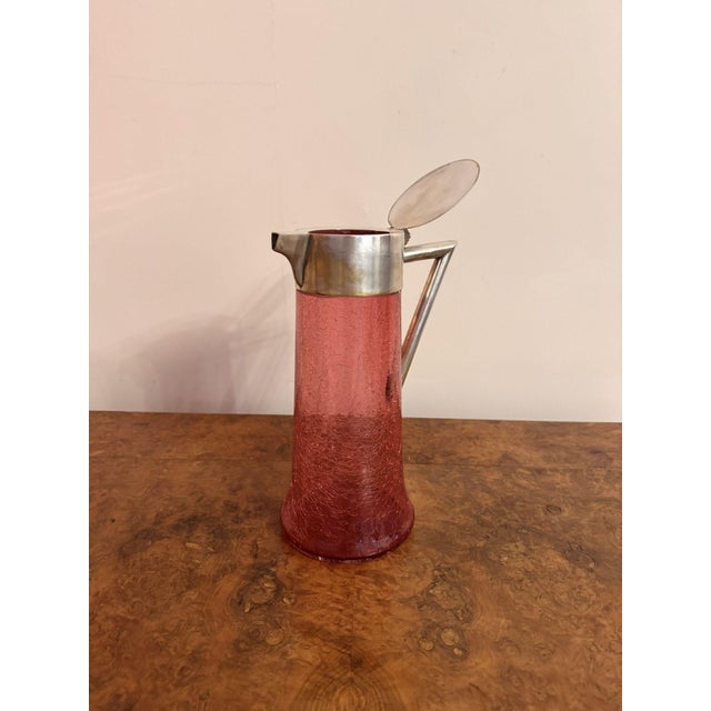 1900 - 1909 Large Antique Edwardian Cranberry Glass Water Jug, 1900s For Sale - Image 5 of 7