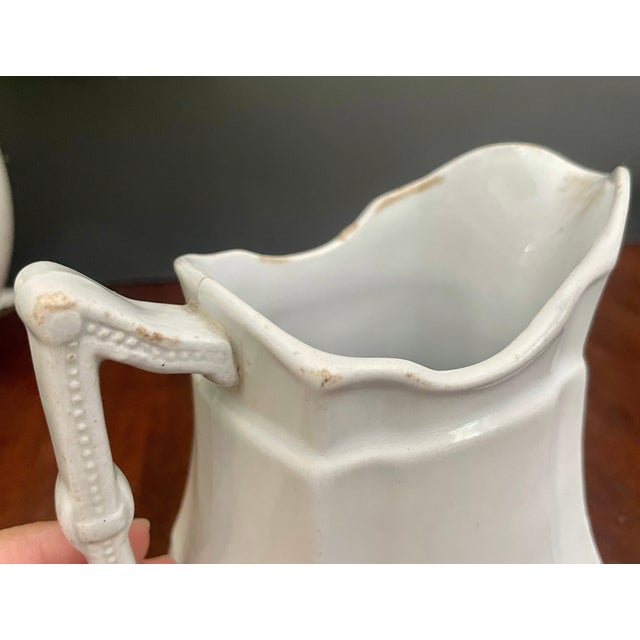 Victorian Antique Ironstone Creamer H Alcock & Co England Small Pitcher For Sale - Image 3 of 7