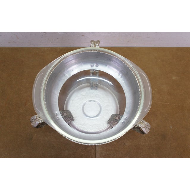 Vintage Hammered Aluminum Chafing Dish Server W/ Pyrex Glass Insert Dogwood Legs For Sale - Image 9 of 14
