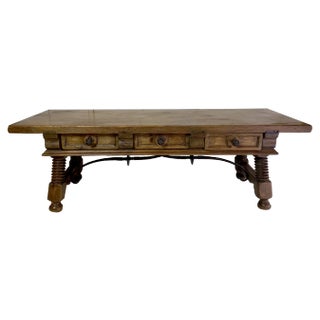 Antique Spanish Coffee Table with Solomonic Legs For Sale