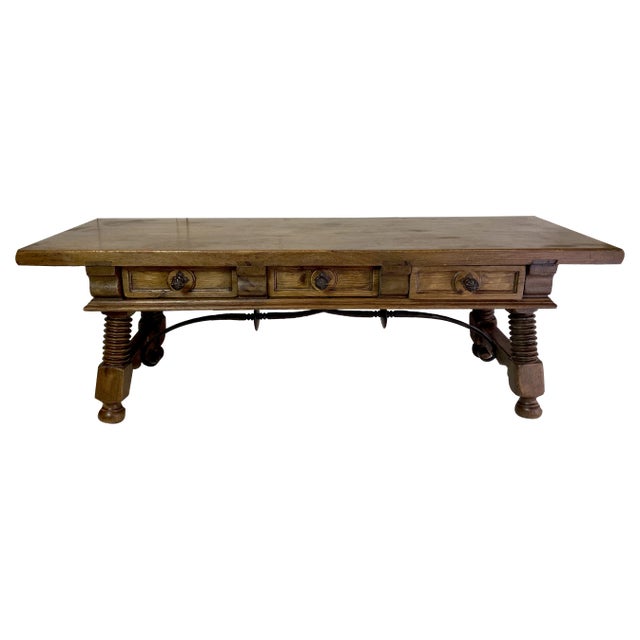 Antique Spanish Coffee Table with Solomonic Legs For Sale