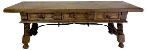 Antique Spanish Coffee Table with Solomonic Legs