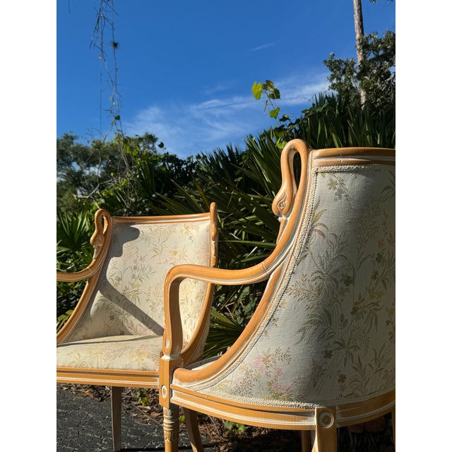 1960s Harris Marcus French Empire-Style Swan Carved Armchairs – Pair For Sale - Image 9 of 10