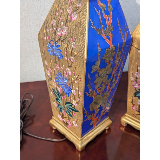 19th Century Japanese Cloisonné & Gilt Bronze Table Lamps - a Pair For Sale - Image 10 of 12
