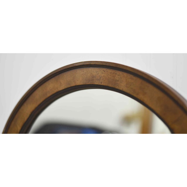 1970s 1970s Hollywood Regency Neoclassical Arched Burl Wood Wall Mirrors With Brass Ormolu Detail - A Pair For Sale - Image 5 of 9