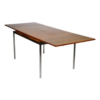 Mid-Century Dining Table in Walnut with Chrome Frame, 1960s For Sale