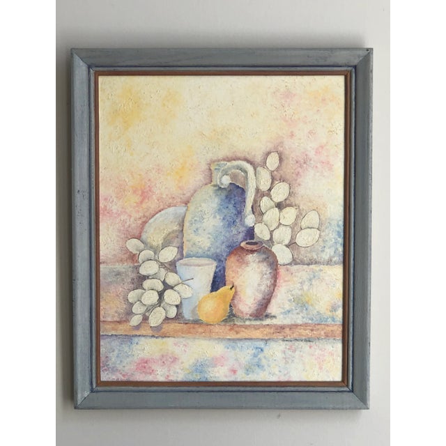 This mid-to-late 20th-century impressionist still life is a lovely package. Beautifully rendered in vibrant pastel colors...
