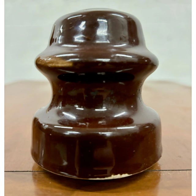 Antique Brown Ceramic Glazed Insulator For Sale In Kansas City - Image 6 of 6