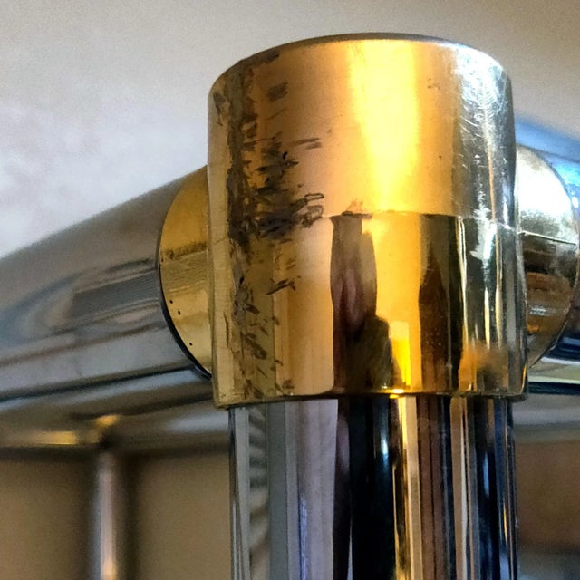 1970s 1970s Brass, Glass and Chrome Tubular Modernist 4 Tiered Étagère For Sale - Image 5 of 8