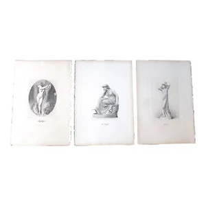 Antique 19th Century Female Nude Engravings - Set of 3
