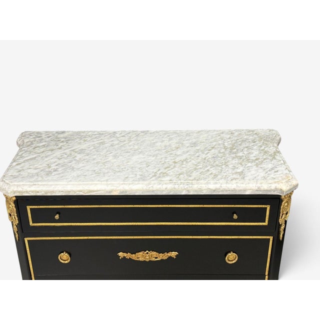 Louis Xvi, Hollywood Regency, Commodes, Ebonized, Bronze, Marble, 20th C. For Sale - Image 11 of 18
