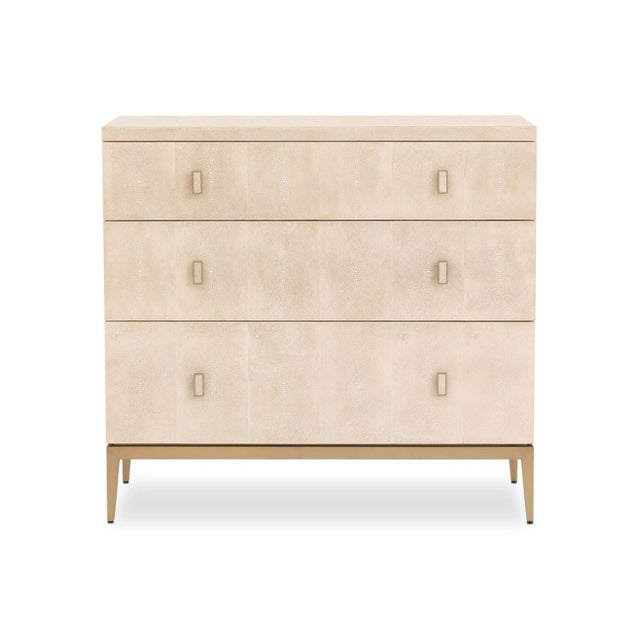 Animal Skin Mitchell Gold + Bob Williams 3 Drawer Solange Chest With Cream Faux Shagreen For Sale - Image 7 of 8