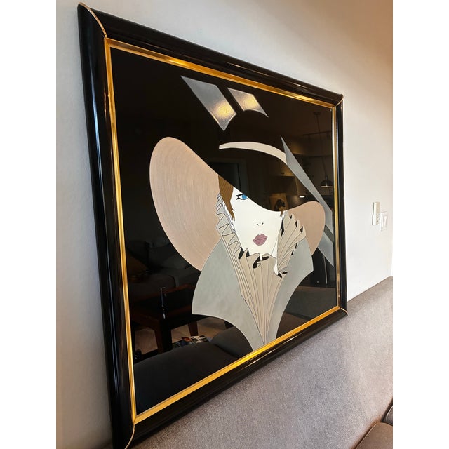 Vintage 1986 Fara Zareey Mara Woman With Hat LTD Ed 3/99 Large Art Deco Wall Art 48x40 For Sale In Miami - Image 6 of 12