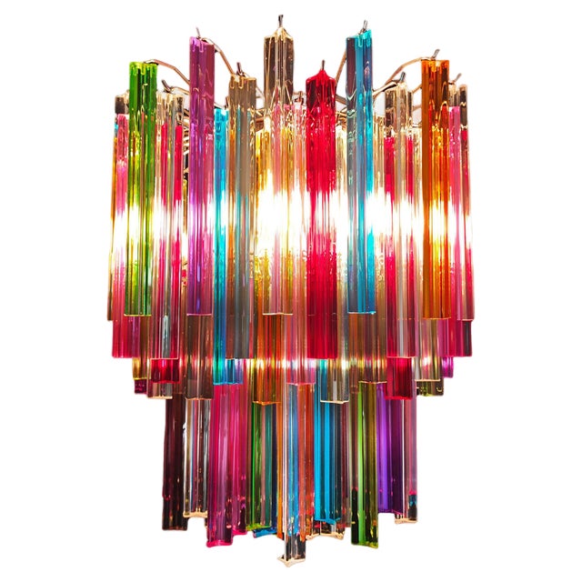 Italian Multicolored Prism Arlecchino Chandelier, Murano, 1970s For Sale