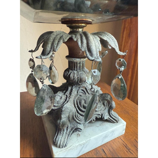 1950s 1950s Hollywood Regency Pedestal Centerpiece Bowl, Smoky Glass Ashtray With Marble Base For Sale - Image 5 of 15