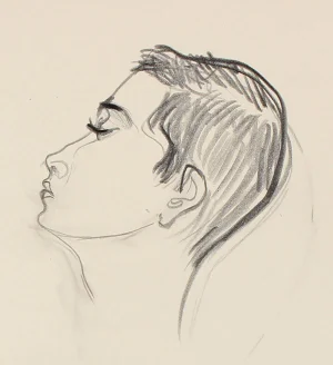 Michael Di Cosola Modernist Portrait in Graphite, Late 20th Century Drawing