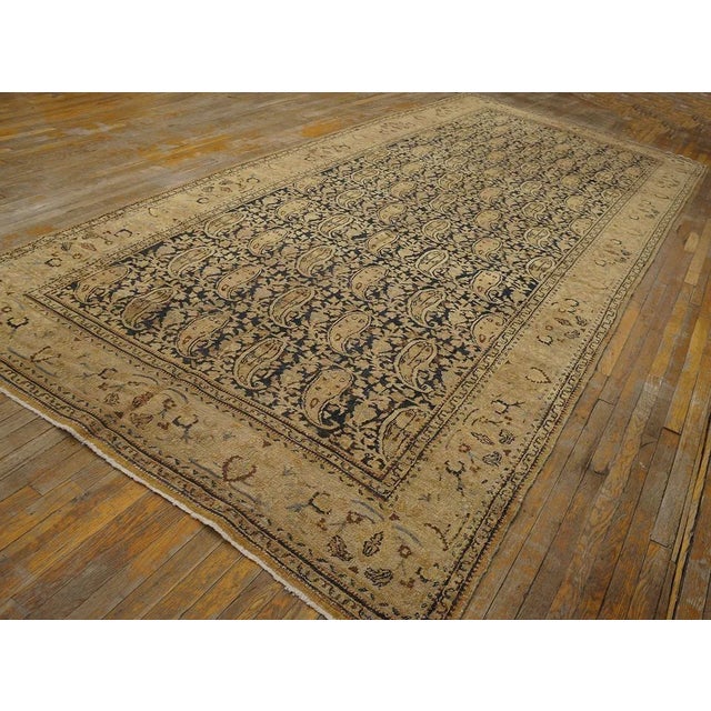 Wonderful Tan-Taupe Background Color With Lovely Paisely Pattern Antique Persian Moud Gallery Rug For Sale In New York - Image 6 of 12
