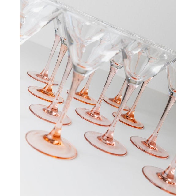 Glass Vintage Pink Luminarc Martini Glasses, France, 1980s For Sale - Image 7 of 11