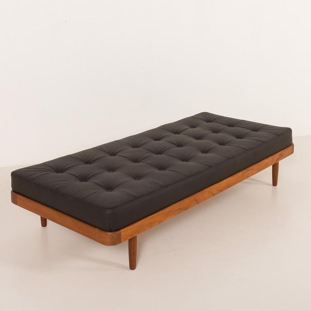 Danish Modern Teak Daybed in Black Leather, 1960s For Sale - Image 12 of 15