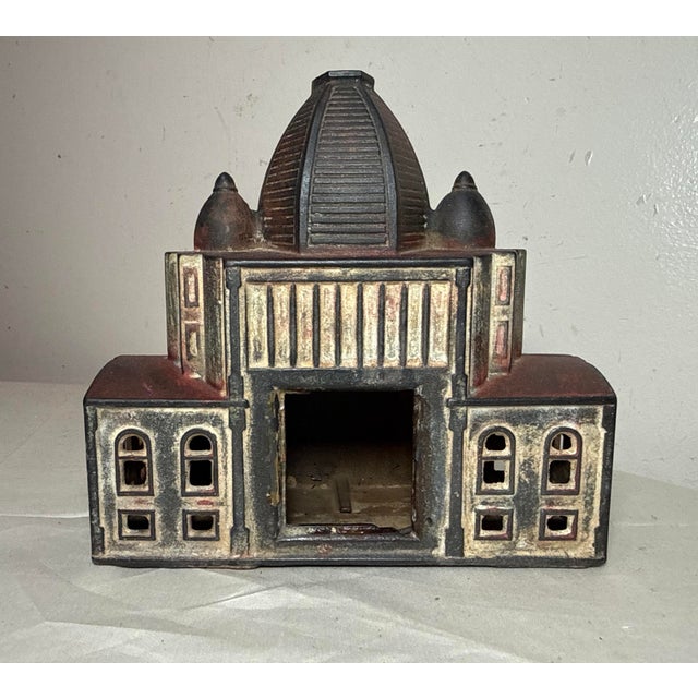 Rare Antique 1893 19th Century World's Fair Admin. Building Cast Iron Still Bank For Sale - Image 10 of 10