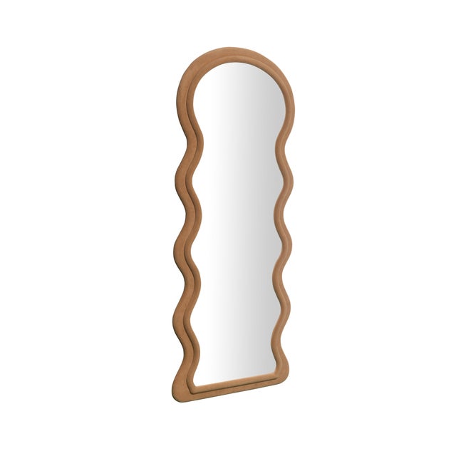 Boho Chic Rhodes Wavy Cinnamon Velvet 70" Floor Mirror For Sale - Image 3 of 6
