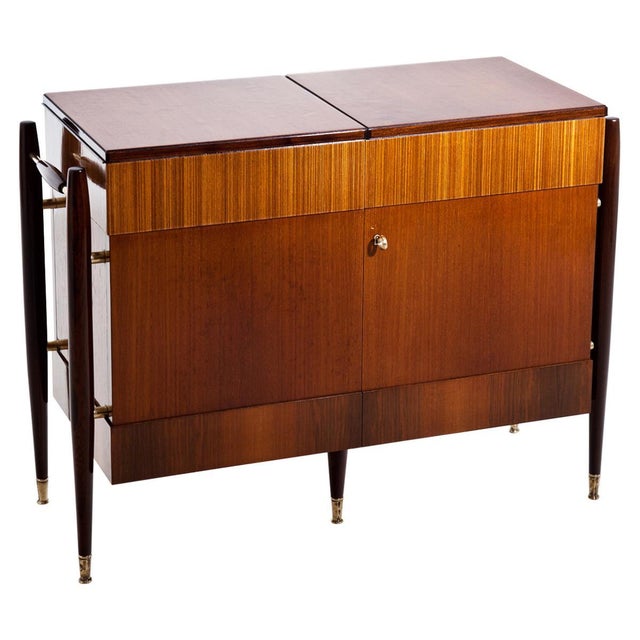 Wood Mid-Century Folding Bar Cabinet, Italy circa 1950s For Sale - Image 7 of 18