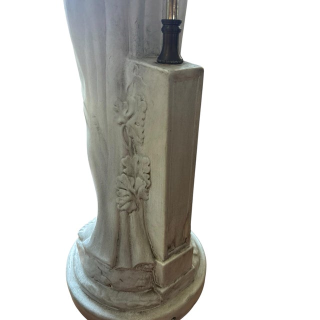 Vintage Holland Mold Neoclassical Italian Style Figural Maiden Table Lamps With Grapes & Amphora, a Pair For Sale - Image 10 of 12