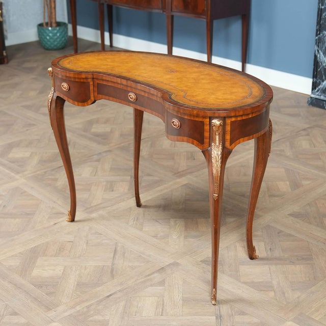 Maitland - Smith Vintage Maitland Smith Kidney Shaped Desk For Sale - Image 4 of 18