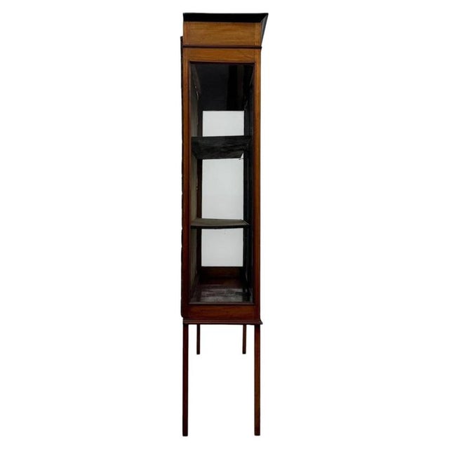 Wood Early 20th Century Antique English Inlaid Mahogany Display Cabinet For Sale - Image 7 of 12