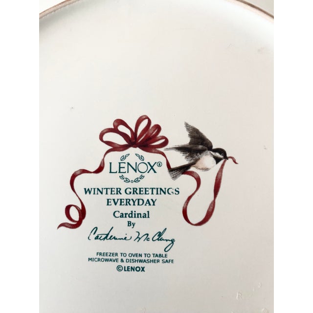 Traditional Vintage Lenox Winter Greetings Everyday Cardinal Plate Mint Condition For Sale - Image 3 of 8