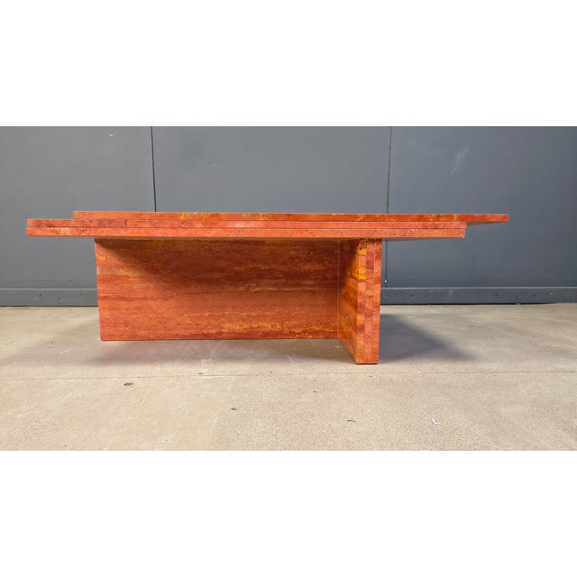 Red Travertine Coffee Table, 1970s For Sale - Image 9 of 13
