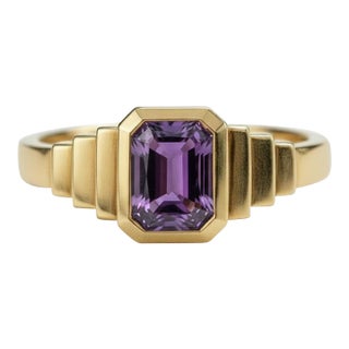 Amethyst Solitaire Ring for Men Silver, Gold, Size 10 For Sale