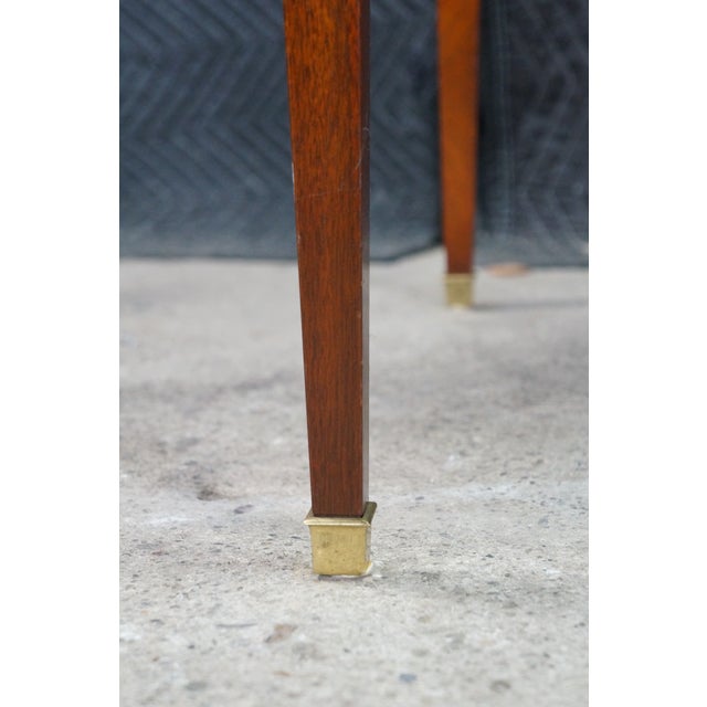 Mid 20th Century Baker Federal Hepplewhite Style Mahogany Round Inlaid Side Table Pullout Trays For Sale - Image 15 of 18