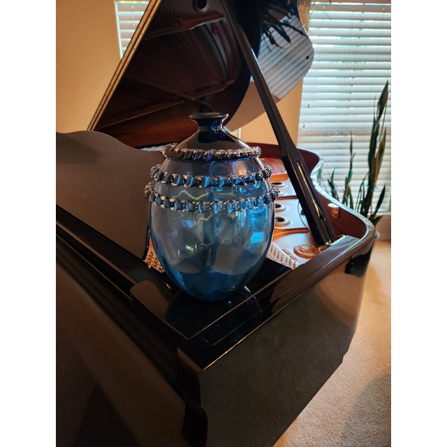 Murano Attributed to NasonMoretti / Carlo Nason (Murano) Cerulean Blue Rigaree 5.3lb Va For Sale - Image 4 of 5