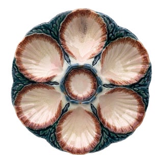 Majolica Oyster Plate Sarreguemines, Circa 1870 For Sale