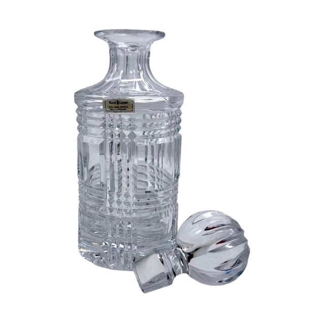 Late 20th Century Ralph Lauren Glen Plaid Crystal Decanter With Stopper Made in Poland For Sale In Baton Rouge - Image 6 of 13