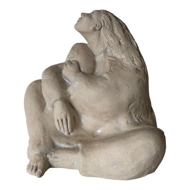 Vintage Native American-Inspired Mother and Child Sculpture For Sale