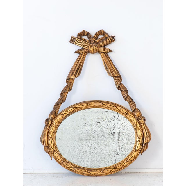 1960s Louis XVI-style Oval Mirror With Carved Wood Frames, France Mid 20th C. For Sale - Image 5 of 12