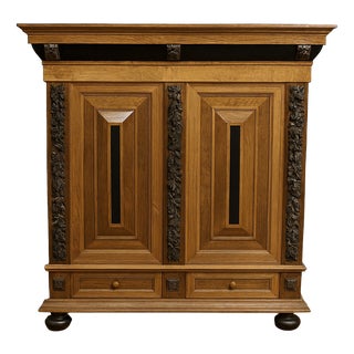 Dutch Renaissance Style Cushioned Cabinet in Wood For Sale