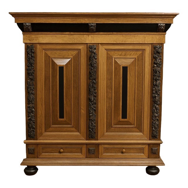 Dutch Renaissance Style Cushioned Cabinet in Wood For Sale