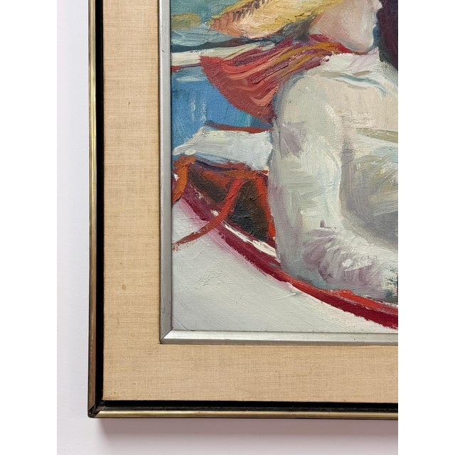 The Boatman Original Oil Painting Signed m.w. Picchi Couple Boat Nautical Art For Sale In Tampa - Image 6 of 13
