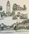 A charming late 20th-century hand-colored architectural print by artist Liz Bryant, depicting a collection of notable...