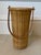 Terrific 1970’s vintage woven wicker & rattan wine cooler/carrier, with removable plastic liner. Beautiful wooden handle....