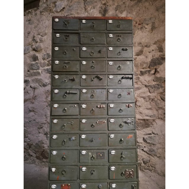 Antique French Pine Hardware Store Cabinet with Fourty Eight Drawers, 1890s For Sale - Image 11 of 18