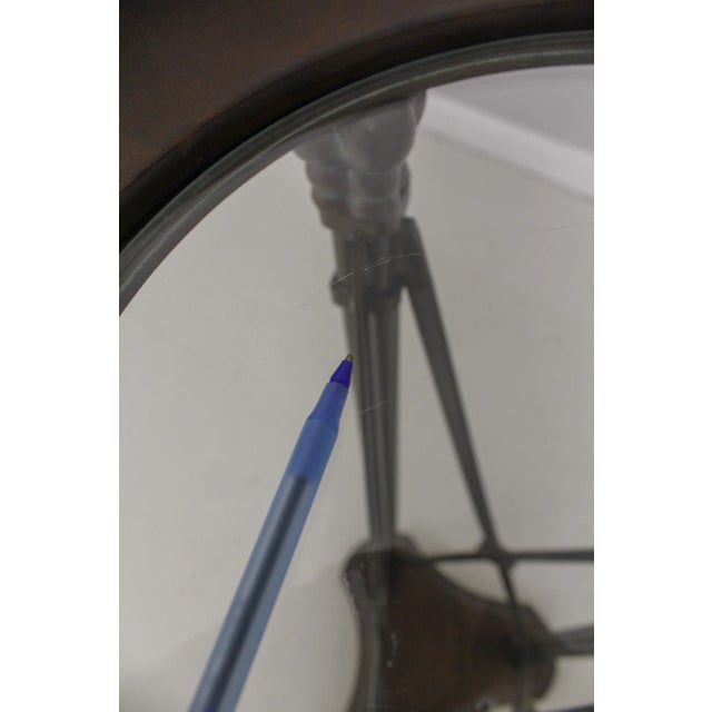 Glass Leather Wrapped Studded Glass Top Pedestal Table For Sale - Image 7 of 11