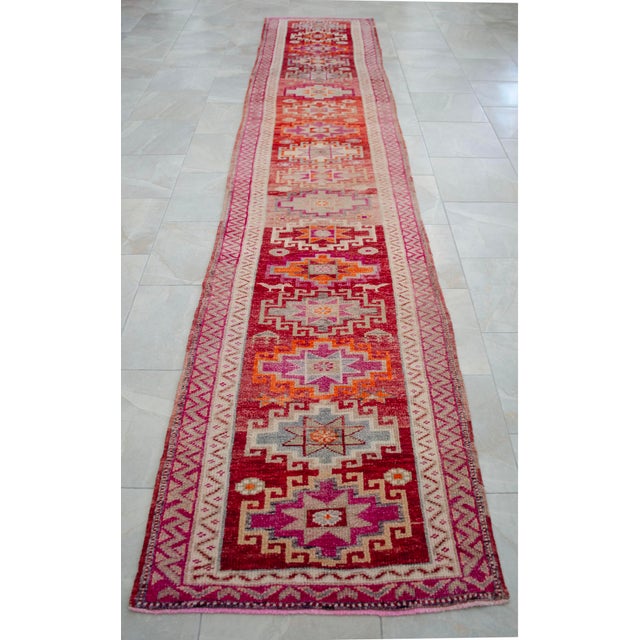 Hand-Knotted Kurdish Runner Rug . Tribal Long Runner Rug - 2′10″ × 14′5″ For Sale - Image 4 of 14