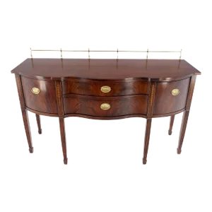 MINT Brass Gallery Crotch Mahogany Serpentine Front Federal Sideboard Thomasvill